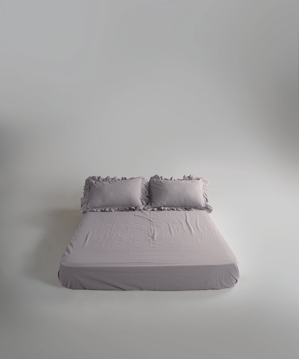 Stonewash 100% Yıkanmış Pamuk Exclusive Çarşaf Set Opal Grey