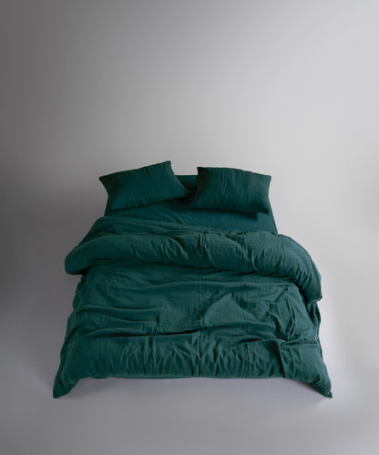 %100 Pamuk Yıkamalı Müslin Nevresim Takımı Dark Green