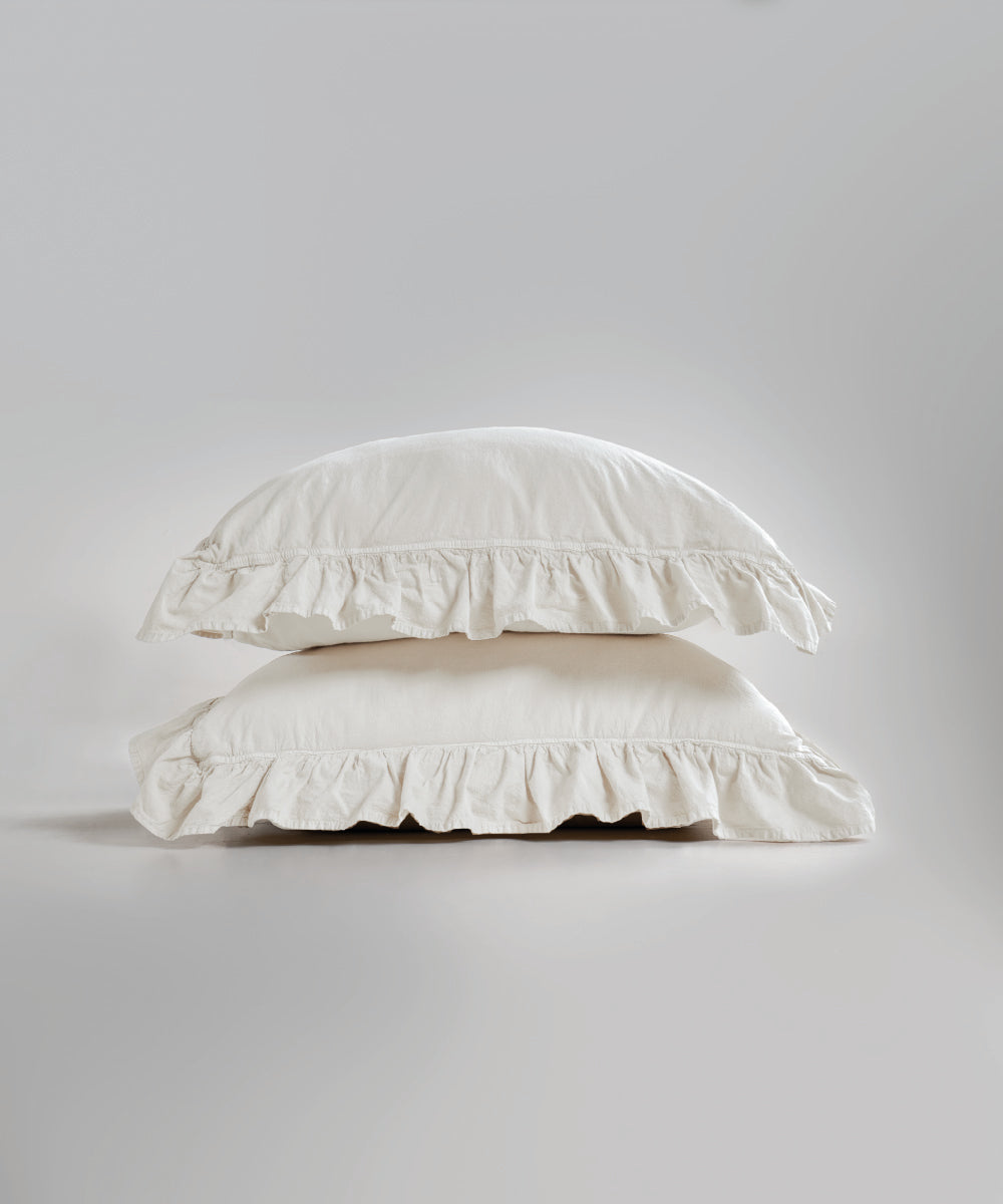 Stonewash 100% Yıkanmış Pamuk Exclusive Yastık Kılıfı Snow White