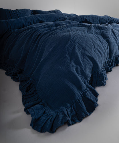%100 Pamuk Yıkamalı Exclusive Müslin Nevresim - Dress Blue