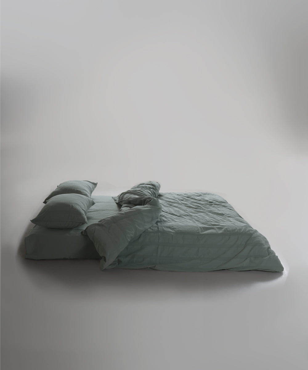 %100 Pamuk Stonewash Nevresim Takımı Cassandra - Natural Green