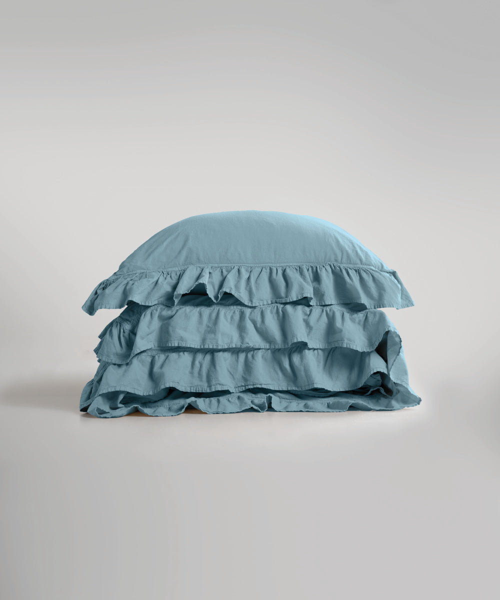 Stonewash 100% Yıkanmış Pamuk Exclusive Nevresim Set Mineral Blue