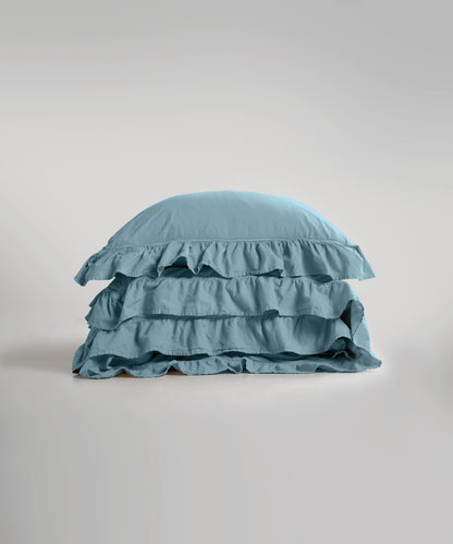 Stonewash 100% Yıkanmış Pamuk Exclusive Nevresim Set Mineral Blue
