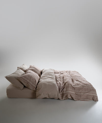 %100 Pamuk Stonewash Nevresim Takımı Coastal Trio - Oxford Tan