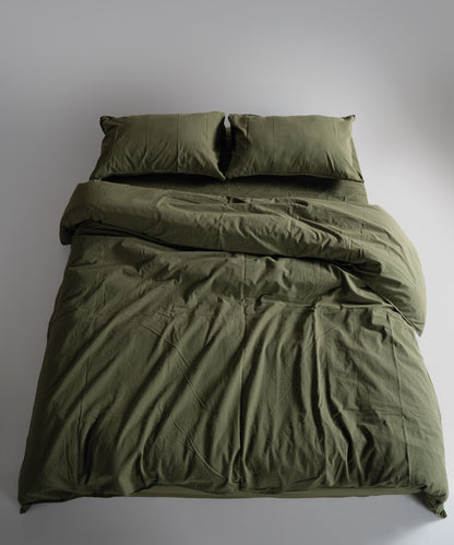 Stonewash 100% Yıkanmış Pamuk Nevresim Takımı Capulet Olive