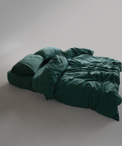 Stonewash 100% Yıkanmış Pamuk Nevresim Dark Green