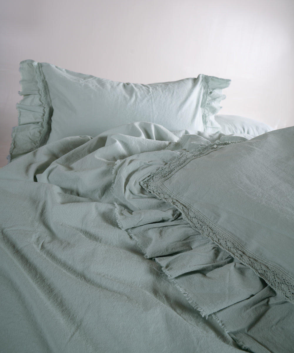 %100 Pamuk Stonewash Nevresim Takımı - Francesca Mint