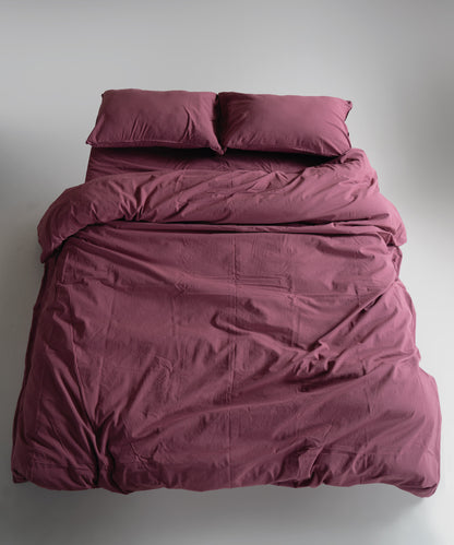 Stonewash 100% Yıkanmış Pamuk Nevresim Seti Raspberry