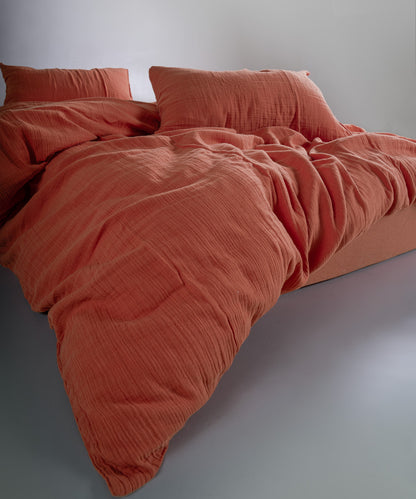 %100 Pamuk Yıkamalı Müslin Yastık Kılıfı - Mecca Orange