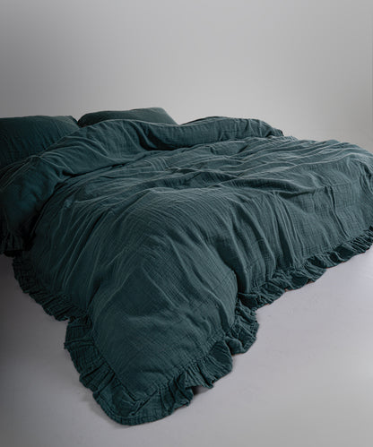 %100 Pamuk Yıkamalı Exclusive Müslin Çarşaf Set - Dark Green