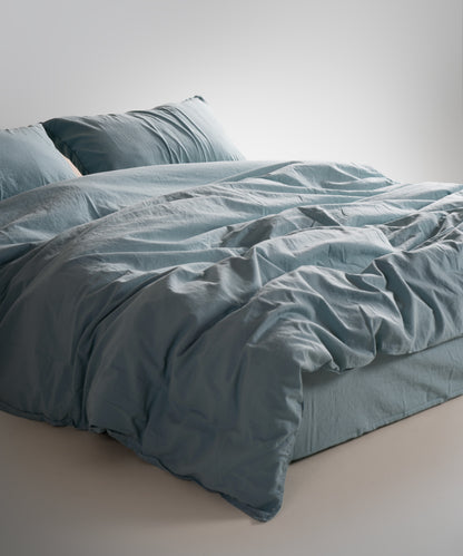 Stonewash 100% Yıkanmış Pamuk Nevresim Takımı Mineral Blue