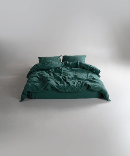 Stonewash 100% Yıkanmış Pamuk Nevresim Seti Dark Green