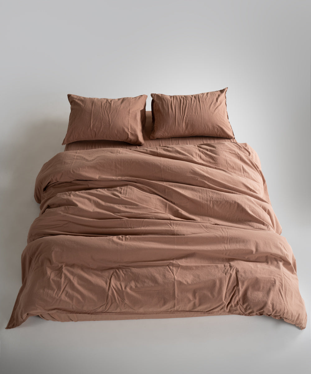 Stonewash 100% Yıkanmış Pamuk Nevresim Takımı Wood Smoke