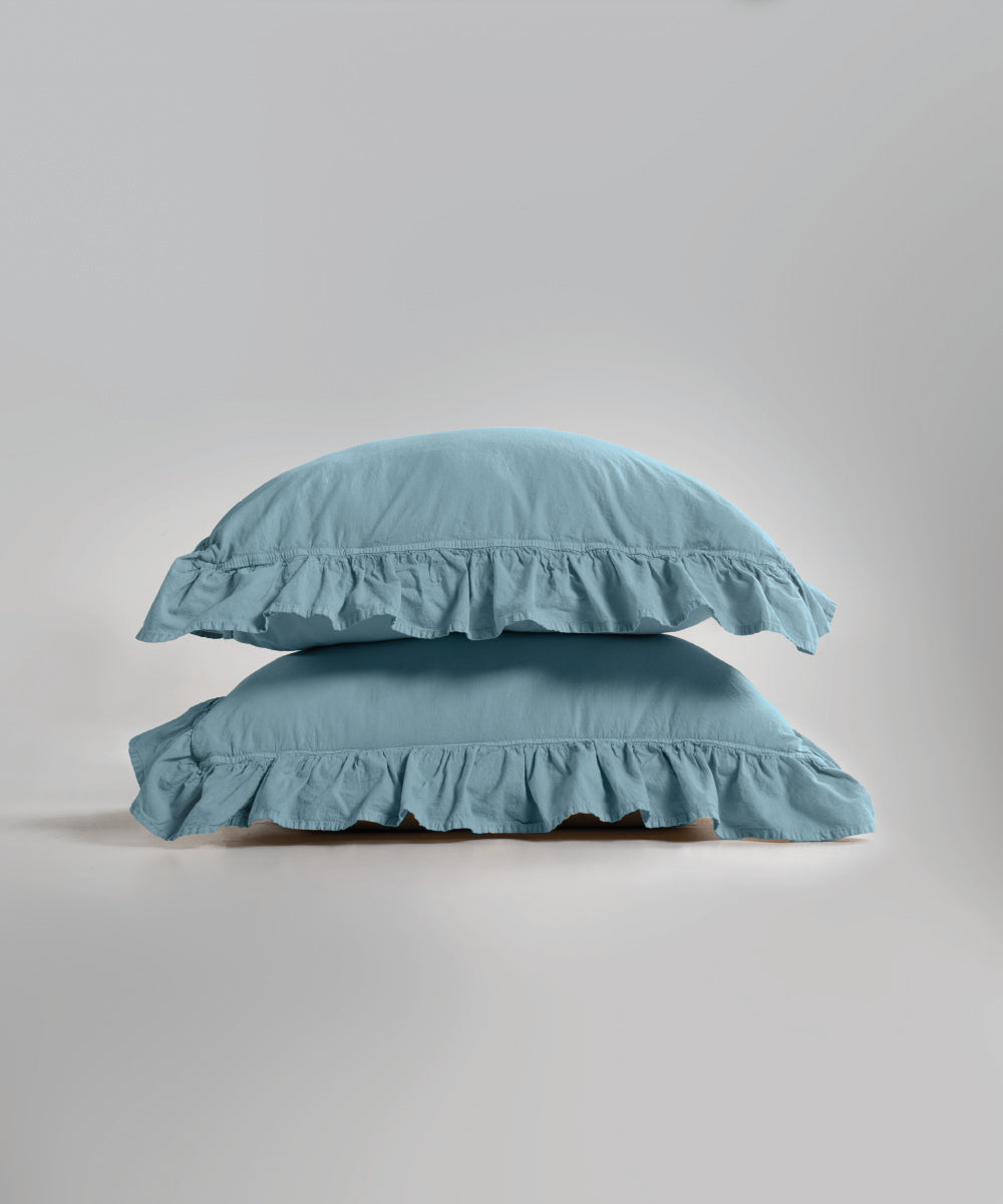 Stonewash 100% Yıkanmış Pamuk Exclusive Yastık Kılıfı Mineral Blue
