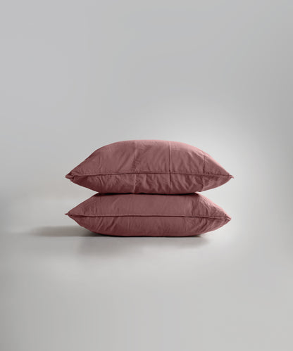 Stonewash 100% Yıkanmış Pamuk Çarşaf Set Old Rose