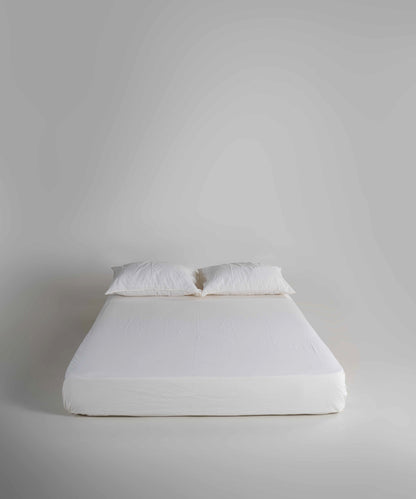 Stonewash 100% Yıkanmış Pamuk Çarşaf Set Snow White