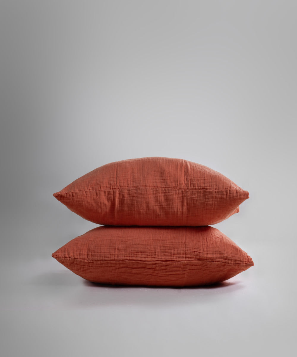 %100 Pamuk Yıkamalı Müslin Çarşaf Set - Mecca Orange