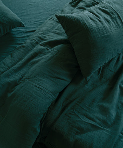 %100 Pamuk Yıkamalı Müslin Yastık Kılıfı - Dark Green