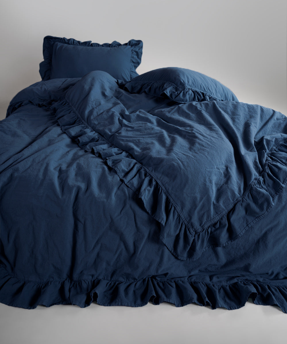Stonewash 100% Yıkanmış Pamuk Exclusive Nevresim Dress Blue