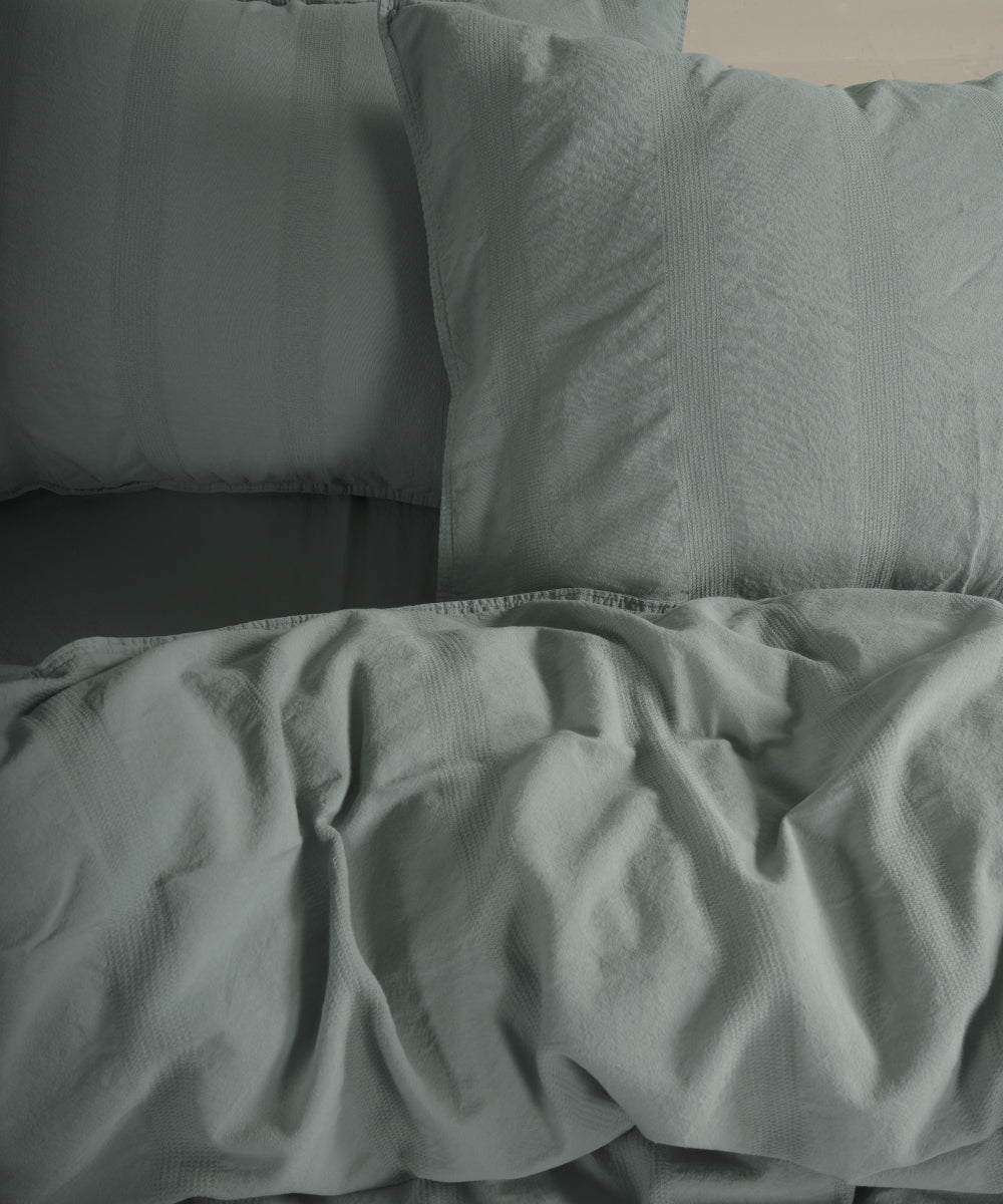 %100 Pamuk Stonewash Nevresim Takımı Cassandra - Natural Green