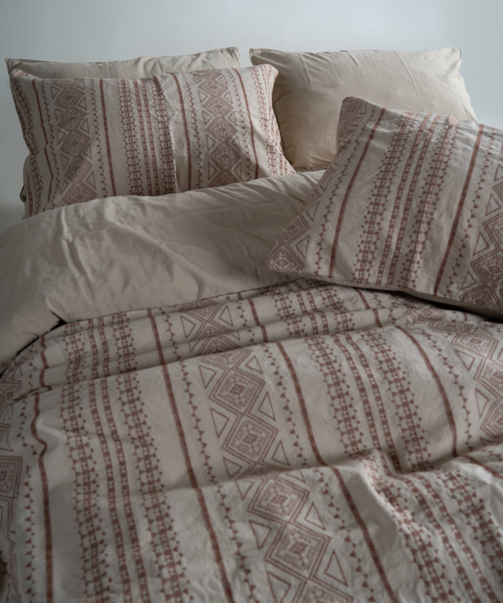 %100 Pamuk Stonewash Nevresim Takımı Coastal Trio - Oxford Tan