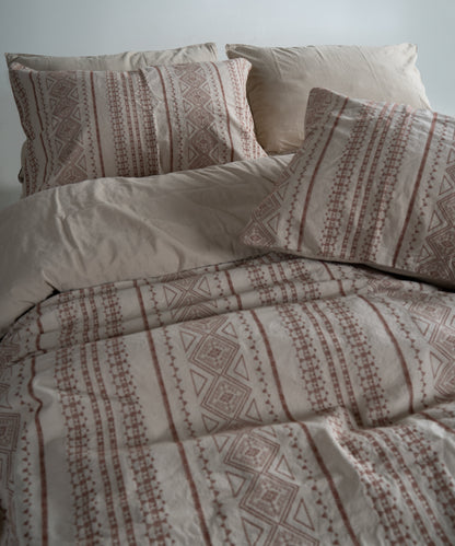 %100 Pamuk Stonewash Nevresim Takımı Coastal Trio - Oxford Tan