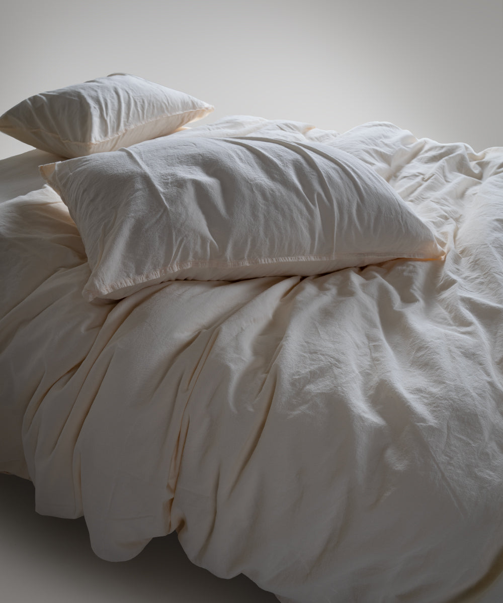 Stonewash 100% Yıkanmış Pamuk Nevresim Takımı Akdeniz Kremi