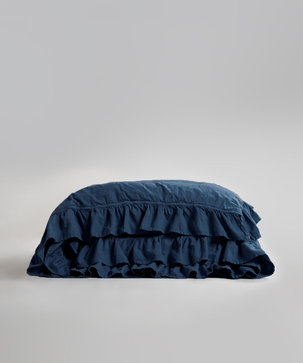 Stonewash 100% Yıkanmış Pamuk Exclusive Nevresim Dress Blue