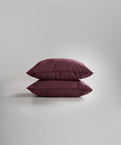 Stonewash 100% Yıkanmış Pamuk Yastık Kılıfı Raspberry