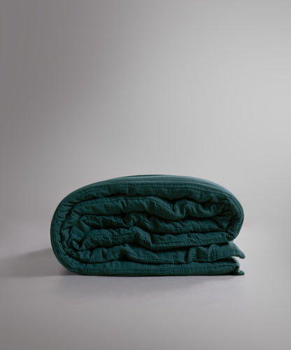 %100 Pamuk Yıkamalı Müslin Nevresim Seti - Dark Green