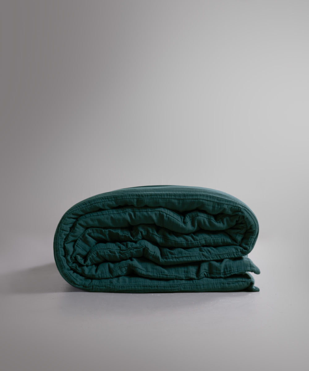 %100 Pamuk Yıkamalı Müslin Nevresim - Dark Green