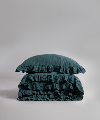 %100 Pamuk Yıkamalı Exclusive Müslin Nevresim Takımı - Dark Green