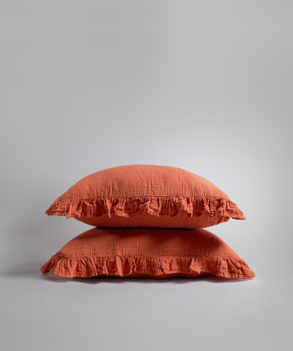 %100 Pamuk Yıkamalı Exclusive Müslin Yastık Kılıfı - Mecca Orange