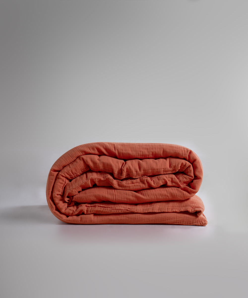 %100 Pamuk Yıkamalı Müslin Nevresim - Mecca Orange