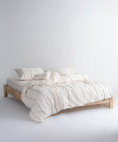 Vilnus %100 pamuk garmentwash ipliği boyalı çizgili çift kişilik nevresim takımı 200x220