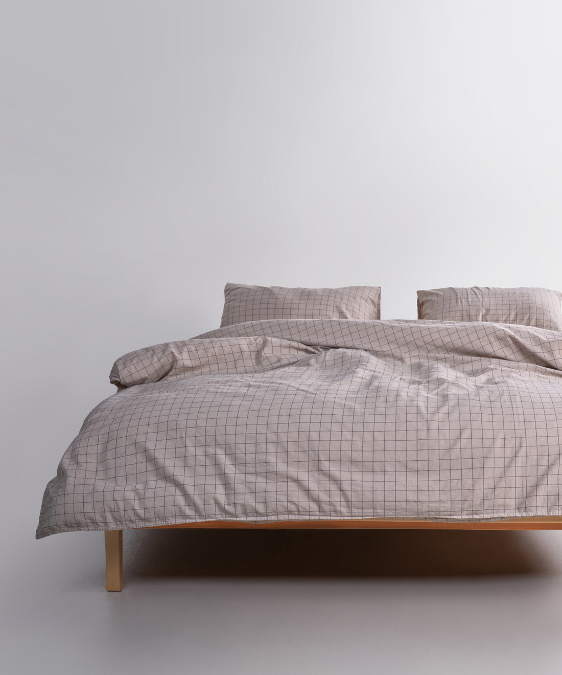 Inara Oxfordtan stonewashed 100% cotton duvet cover set with matching pillowcases and sheet