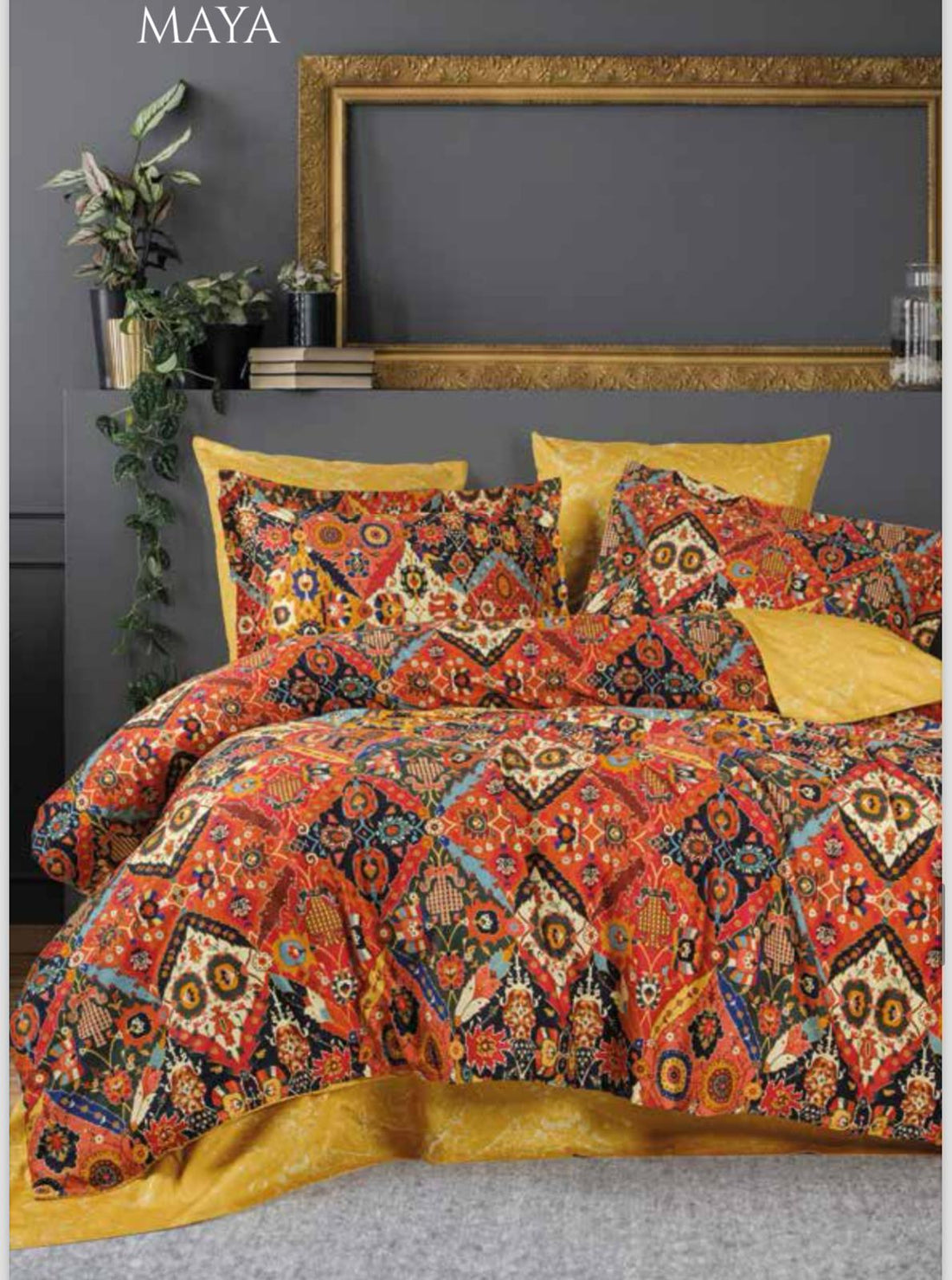 %100 Pamuk Dijital Baskılı Saten Nevresim Takımı - Maya