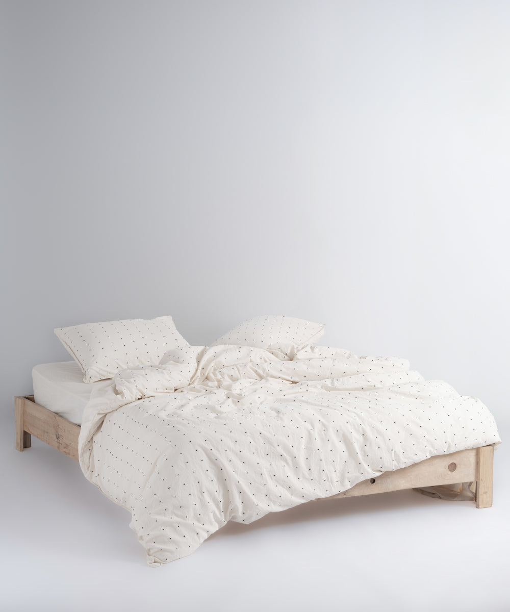 Point %100 pamuk garmentwash ipliği boyalı noktalı nevresim takımı 200x220 çift kişilik