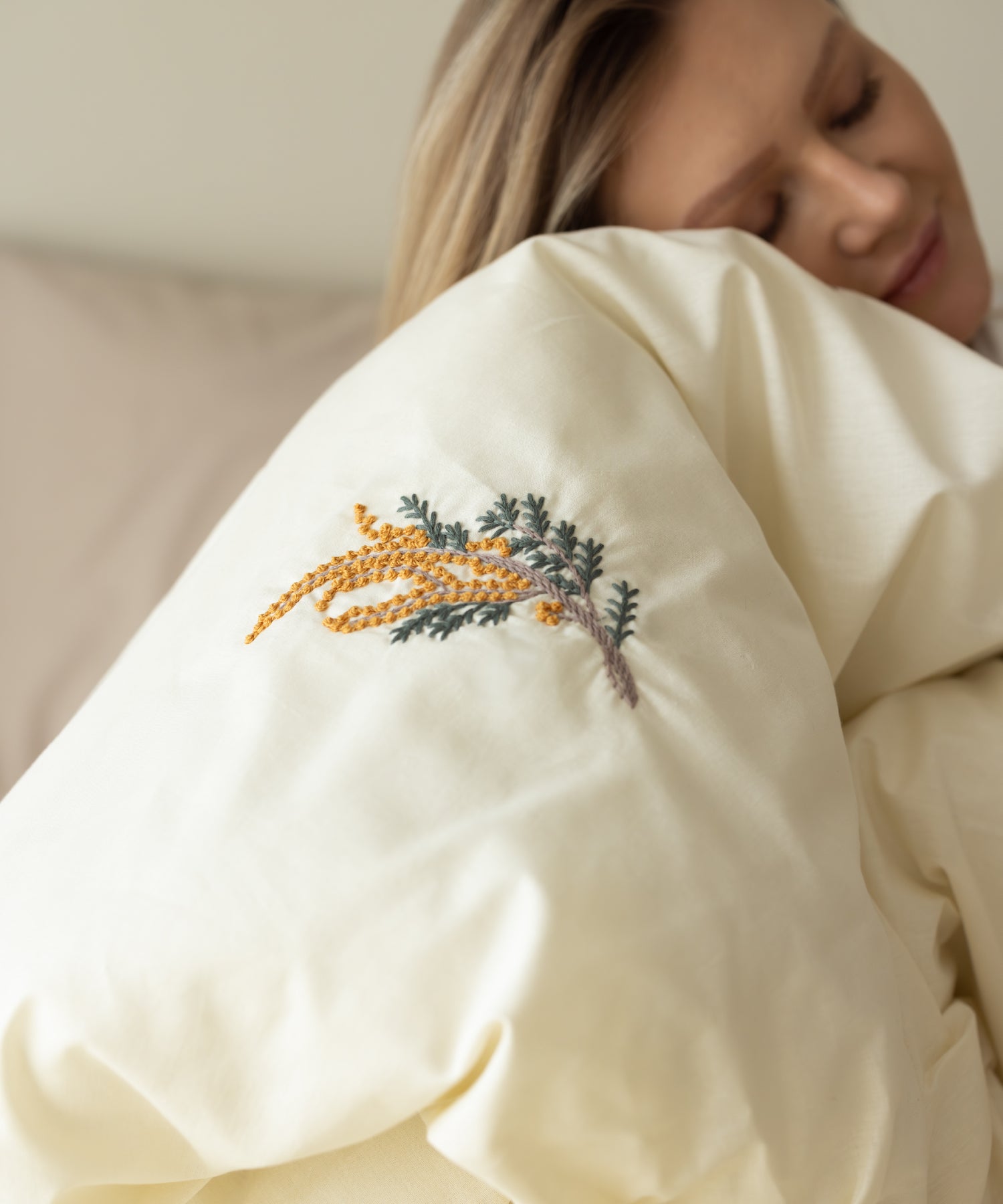 Acasia Nakışlı %100 Pamuk Nevresim Seti 200x220 cm – Oxford Yastık Kılıfı (2 Adet)