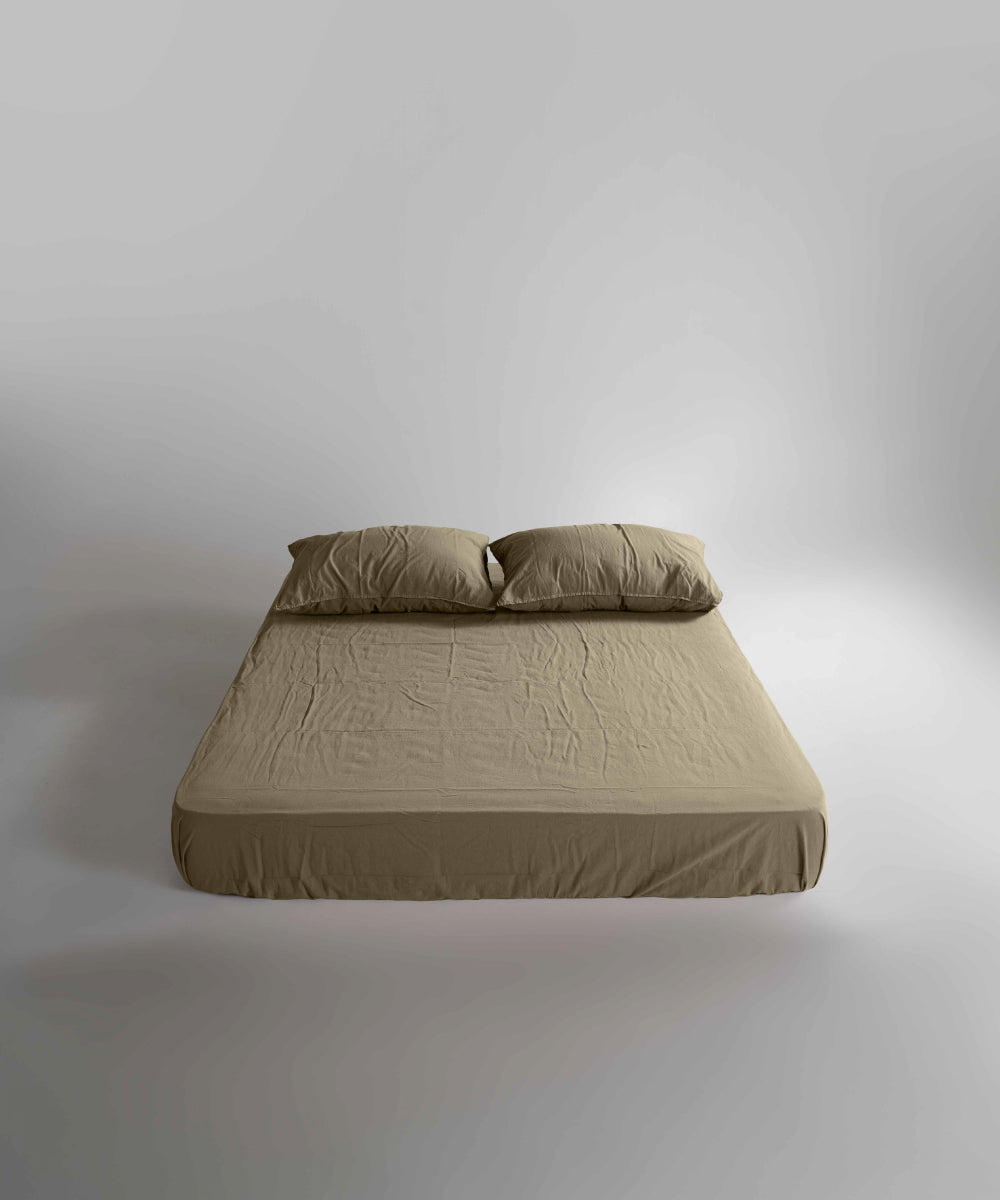Stonewash 100% Yıkanmış Pamuk Çarşaf Set Akdeniz Yeşili