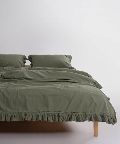 Exclusive Stonewash 100% Yıkanmış Pamuk Nevresim Seti Capulet Olive