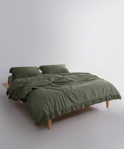 Exclusive Stonewash 100% Yıkanmış Pamuk Nevresim Takımı Capulet Olive