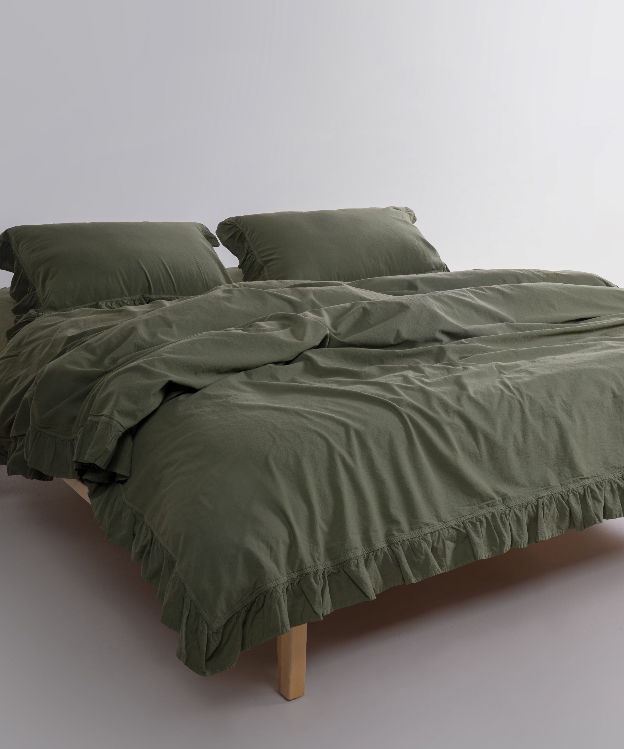 Exclusive Stonewash 100% Yıkanmış Pamuk Nevresim Seti Capulet Olive