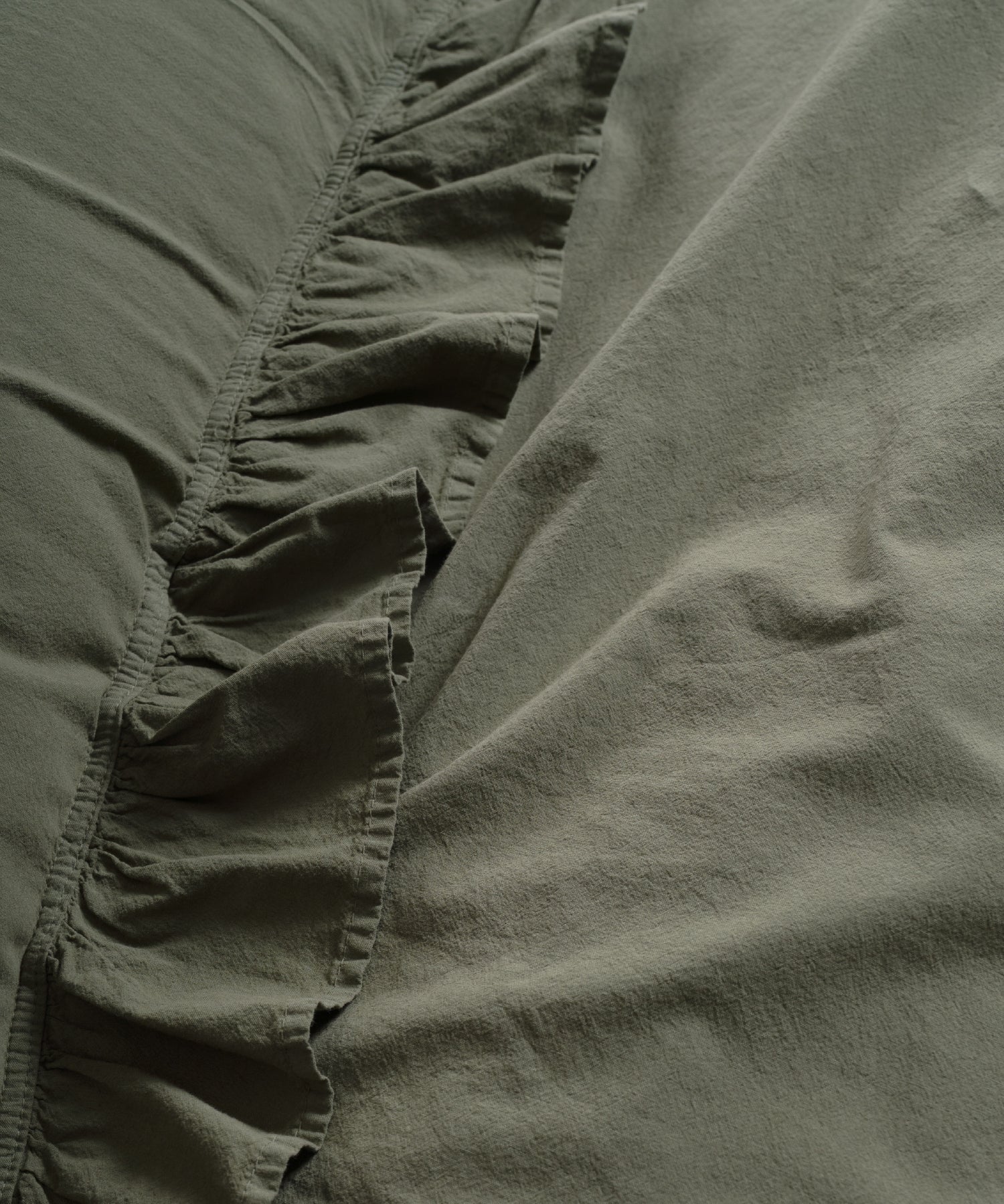 Stonewash Exclusive 100% Soft Pamuk Yastık Kılıfı Fırfırlı Capulet Olive