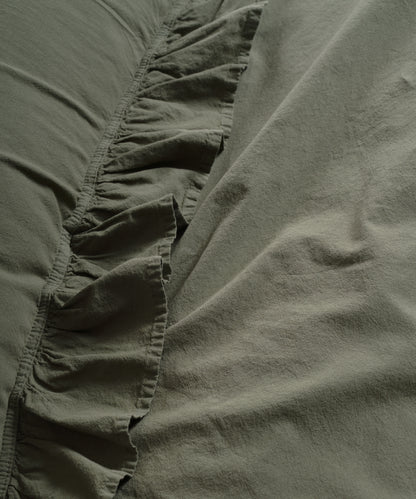 Exclusive Stonewash 100% Yıkanmış Pamuk Nevresim Takımı Capulet Olive