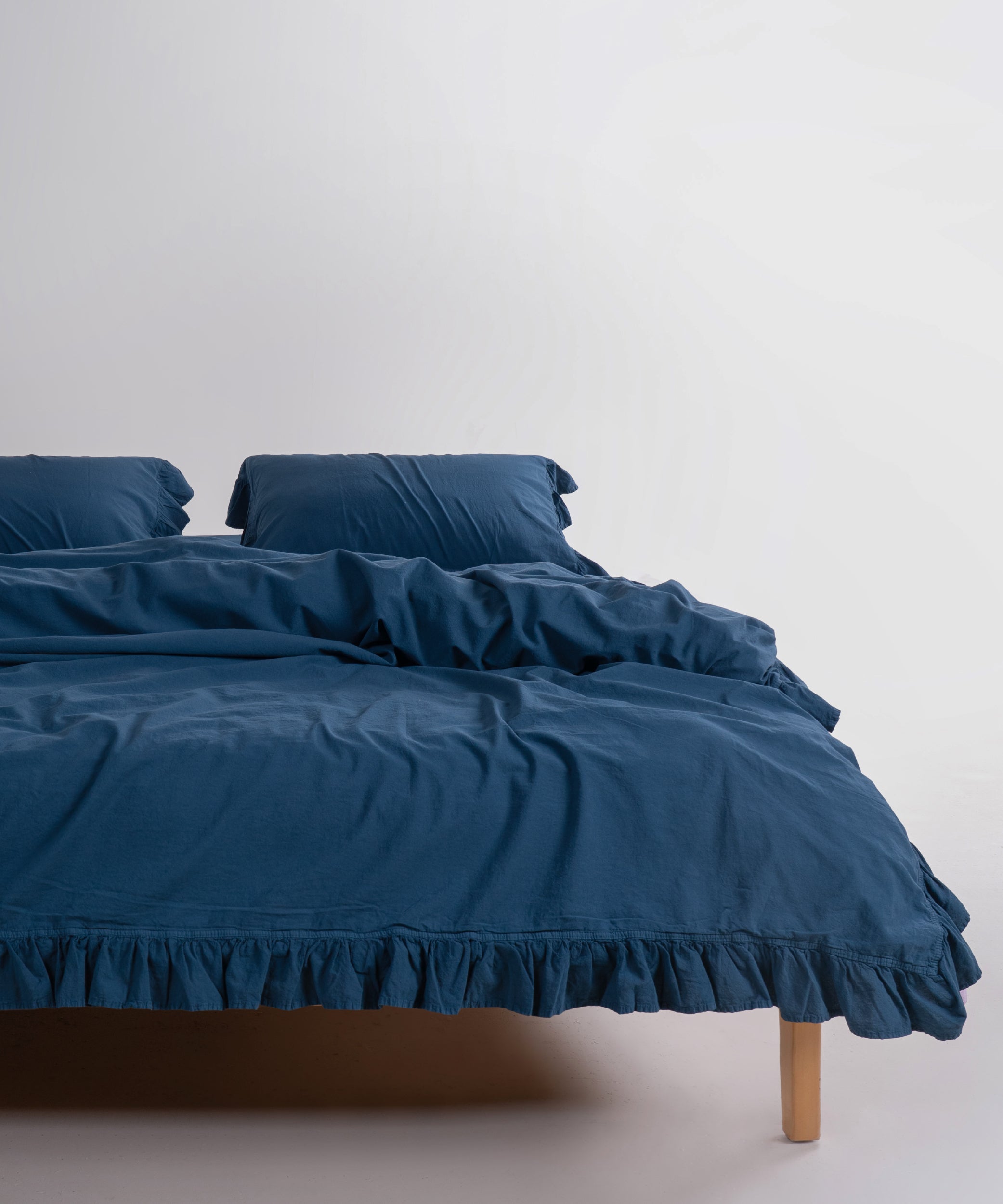 Exclusive Stonewash 100% Yıkanmış Pamuk Nevresim Takımı Dress Blue