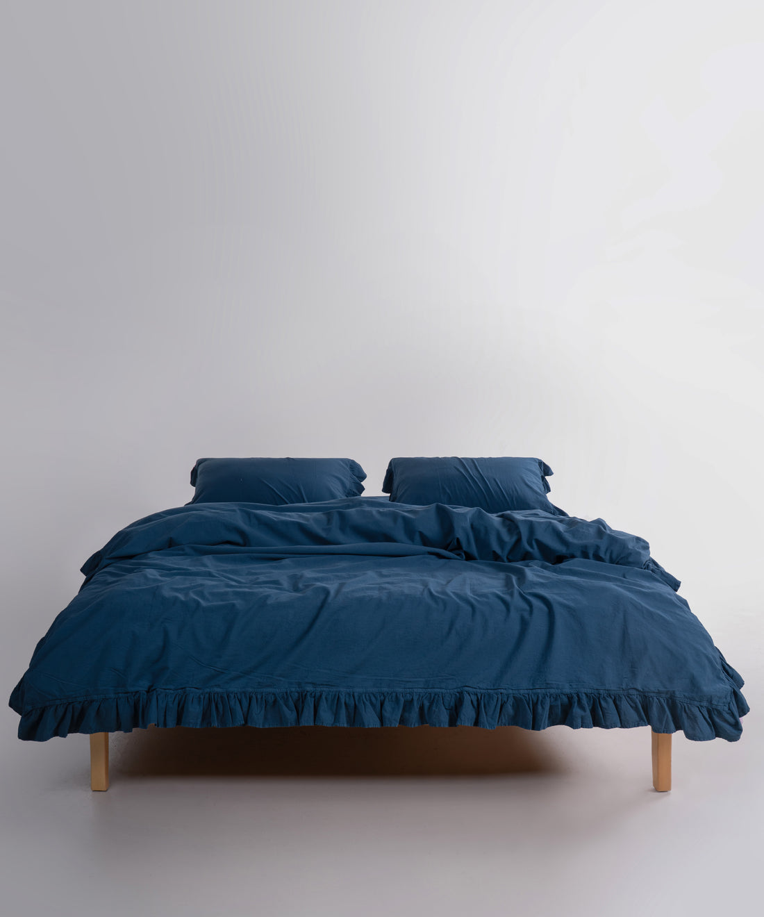 Exclusive Stonewash 100% Yıkanmış Pamuk Nevresim Seti Dress Blue