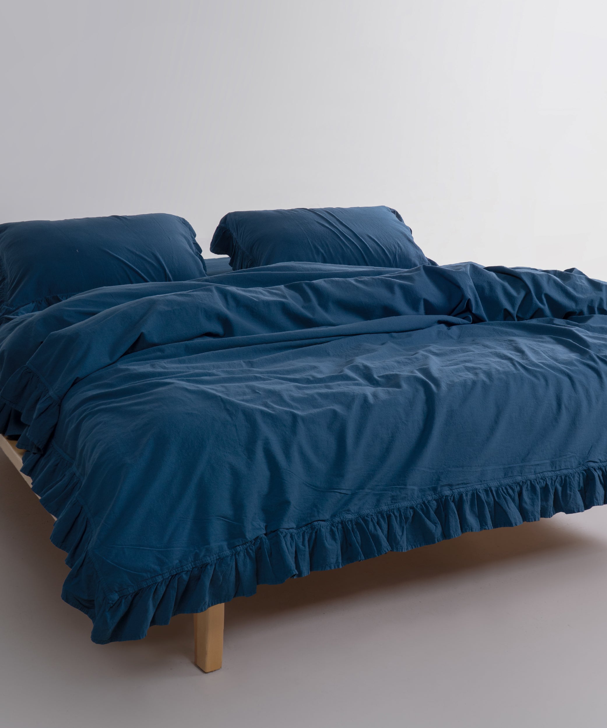 Exclusive Stonewash 100% Yıkanmış Pamuk Nevresim Takımı Dress Blue