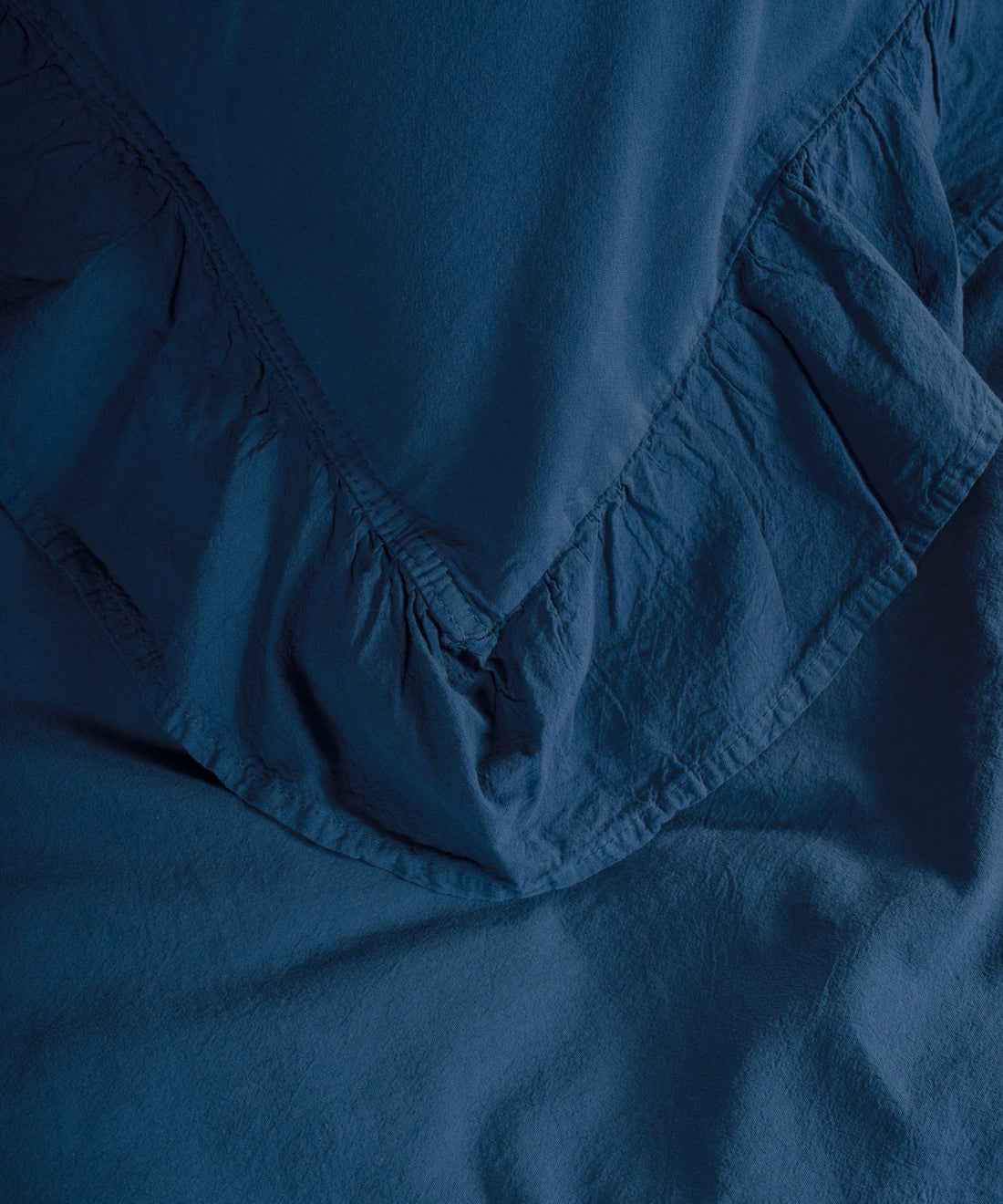 Stonewash Exclusive 100% Soft Pamuk Yastık Kılıfı Fırfırlı Dress Blue