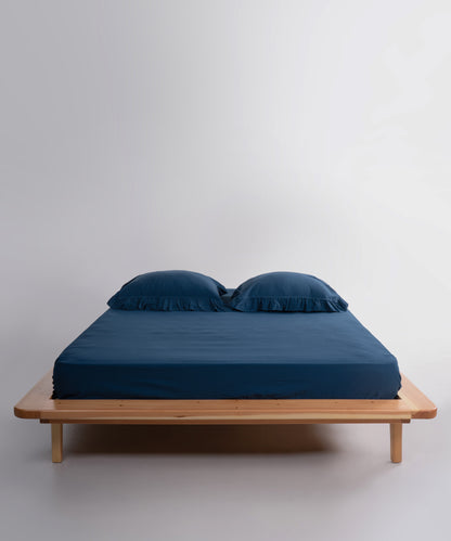 Exclusive Stonewash 100% Yıkanmış Pamuk Nevresim Takımı Dress Blue